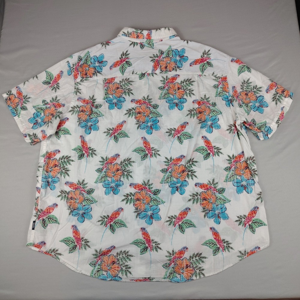 IZOD Saltwater Mens 2XL Reverse Print Parrot Tropical Linen Look Cotton Shirt - Picture 13 of 16